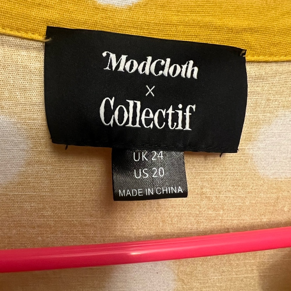 Modcloth Yellow and White Polka Dot Fit & Flare Dress - Size 20 - Picture 5 of 5